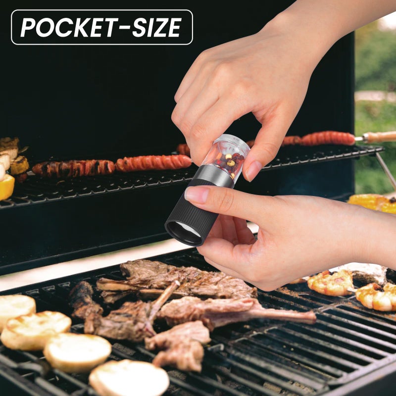 VEVOK CHEF Mini Salt and Pepper Grinder Set  Small Tiny Adjustable Coarseness Ceramic Salt Grinder with Funnel and Bag Portable Handy Spice Pepper Mill Shaker For Outdoor Party Lunch Bag Kitchen - Image 5